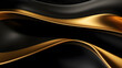 © Milan - Abstract Black Liquid Background. Gold Flow Design. Colorful Abstract Gradient. Liquid Waves for Music Poster, Cover, Banner, Placard, Flyer, Presentation. 3D render.