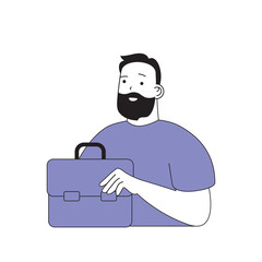 Fototapete - Teamwork concept with cartoon people in flat design for web. Man with briefcase making financial investments and developing company. Vector illustration for social media banner, marketing material.