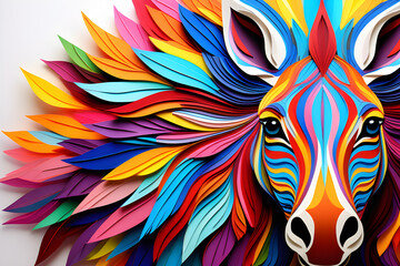 Wall Mural - zebra made from colored paper: beautiful images for adults generative ai