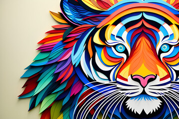 Wall Mural - colored paper for adults decorated with images of mandala tigers - a coloring experience that provid