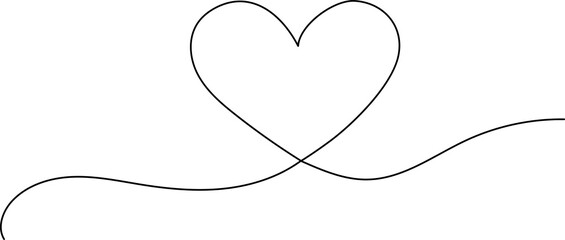 Wall Mural - hand drawn heart with arrow. love symbol line art drawing. illustration