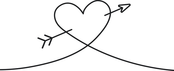 Wall Mural - hand drawn heart with arrow. love symbol collection. illustration