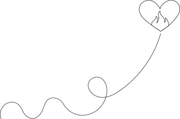 Wall Mural - hand drawn doodle heart, love symbol. line fire heart and flame