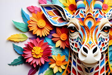 Wall Mural - colored paper for adults decorated with images of mandala giraffes - a beautiful coloring experience