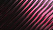 Modern Background Featuringg Diagonal Black And Pink Lines Or Stripes With A 3D Effect And A Metallic Sheen.