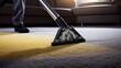 Cleaning The Carpet With Vacuum Cleaner In Living Room