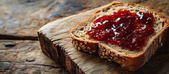 Aufkleber - Peanut Butter and Jelly Sandwich on Wheat Bread. with copy space image. Place for adding text or design