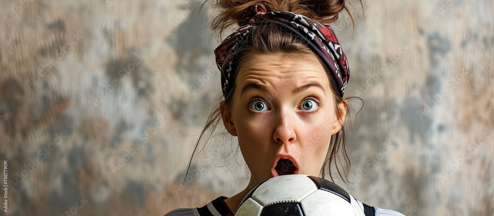 Shocked embarrassed beautiful caucasian teen girl wearing sportswear ...