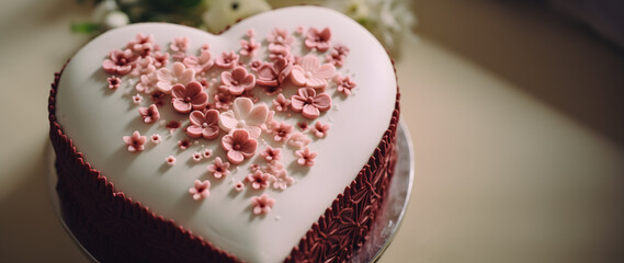 closeup of a beautiful cake to celebrate valentine's day