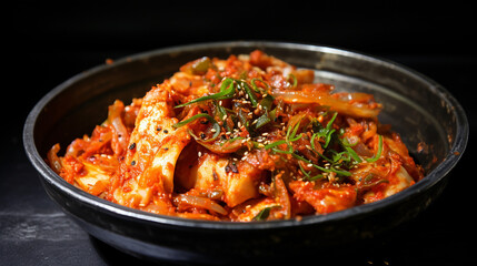 Wall Mural - kimchi korean food on black bowl