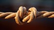 Closeup of two ropes tied together in a knot, symbolizing the coming together of opposing sides for peaceful negotiations.