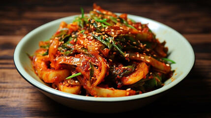 Wall Mural - kimchi korean food on wooden table