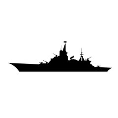 Battleship silhouette vector. Warship silhouette for icon, symbol or sign. Battleship symbol for military, war, conflict and patrol