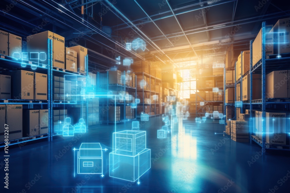 Illustration Stock smart warehouse management system can identify ...