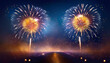 © seven sheep - 夜空にあがる打ち上げ花火　花火大会イメージ　Fireworks in the night sky. Fireworks display image.