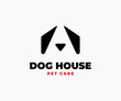 Minimal and modern dog house logo design.