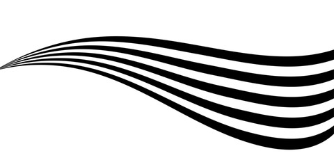 black on white abstract perspective wave and stright line stripes with 3d dimensional effect isolate