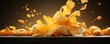 An artistic take on cheese puffs, featuring a closeup shot where the perfectly puffed treats are captured in gentle motion, with shards of cheese forming a mouthwatering cascade.