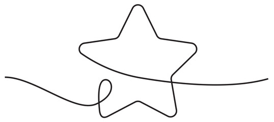 Wall Mural - Continuous one line drawing star. Sketch vector illustration.