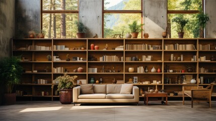 Cozy private library with large bookshelves