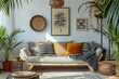 sofa set decorated room and indoor plants