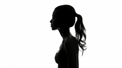 Wall Mural - Dark silhouette of a young woman on white background side view, the concept of anonymity. isolated on white background,. Created using Generative AI Technology