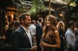 © Shooting Star Std - Lively outdoor networking event where professionals with beverages in hand exchange ideas and build connections, Generative AI