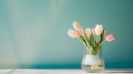 Wall Mural - Vase of tulips on the table