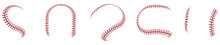 Creative Vector Illustration Of Sports Baseball Ball Stitches, Red Lace Seam Isolated On Transparent Background.