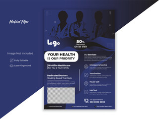 Wall Mural - Medical flyer design, Healthcare template, Vector hospital flyer in editable format