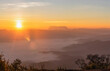 Beautiful Misty Morning with Beautiful Sunrise which clear blue orange sky in morning at doi luang chiang dao, Chiang Mai, Thailand.