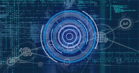 Wall Mural - animation of circular scanner over communication networks and processing data
