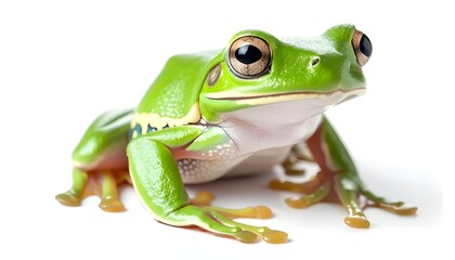 green tree frog isolated on white background