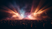 Crowd Partying Stage Live Concert Music Festival With Generative AI