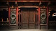 The intricate details of a traditional Chinese doorway