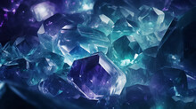 Background Of Fluorite Crystals In Purple And Turquoise Color