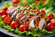 © Usman - Delicious Plate of Chicken With Fresh Tomatoes and Crisp Lettuce