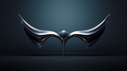 a logo with the shape of a blue whale tail that is being made from metal, Black and White, mori kei, sharp angles, made of all of the above, Generate AI.