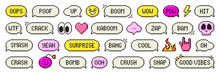 Set Of Pixel Art Speech Bubbles. Retro Game Style Dialogue Box And Icons. Modern Vector Illustration.