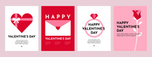 Poster Of Valentine's Day. A Set Of Flat Vector Illustrations. February 14. Minimalist, Geometric, Background Pattern, Icon. Perfect For Poster, Media Banner, Cover Or Postcard.