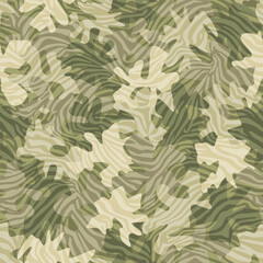 Wall Mural - Beautiful camouflage zebra style seamless pattern. Fabric textile print template