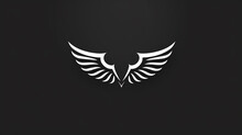 Logo Mark Sports Wings Minimalist Black, White Background , Generate AI.
