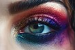 Colorful eye makeup closeup. Eyeshadow Palette