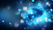 Beautiful background with blue hearts lights sparkle