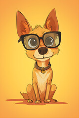 Canvas Print - funny illustration of cartoon dog wearing glasses