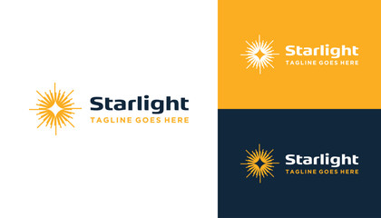 simple starlight with sparkling sparks rotation line art logo design