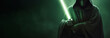 Jedi with the green light saber. Generative AI