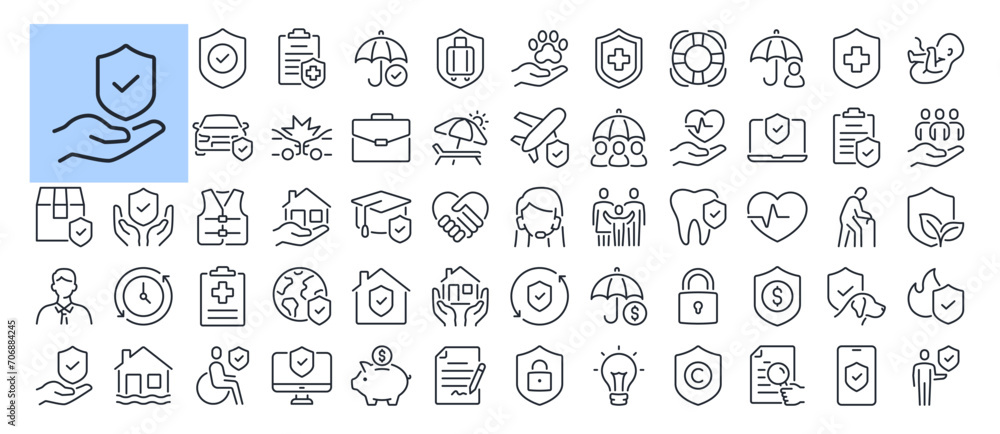 Expanded Risk Coverage Icon Insurance, assurance, protection and risk editable stroke outline icons ...