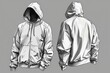A picture of a hooded jacket featuring a hoodie design on both the front and back. This versatile jacket is perfect for casual wear and can be used in various fashion and outdoor-themed projects