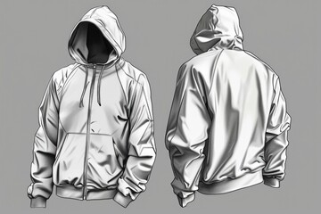 Wall Mural - A picture of a hooded jacket featuring a hoodie design on both the front and back. This versatile jacket is perfect for casual wear and can be used in various fashion and outdoor-themed projects